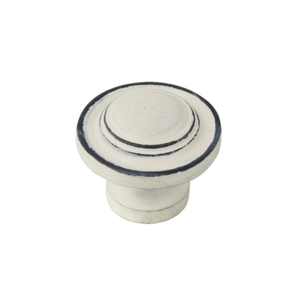 [F14] 34mm Aged Iron Knob Beige Patina