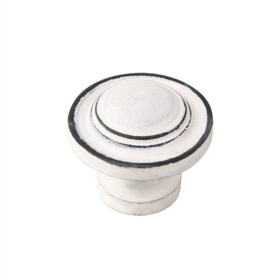 [F12] Pomo 34mm Hierro Envejecido Pátina Blanco