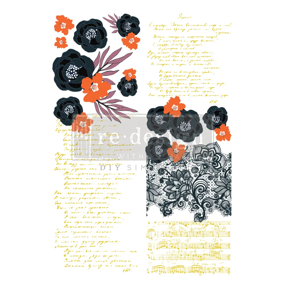 Transfers CeCe - Flor Negra - 2 hojas