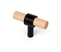 [D10] 50mm Natural Beech T Knob – Brushed Nickel Metal Base