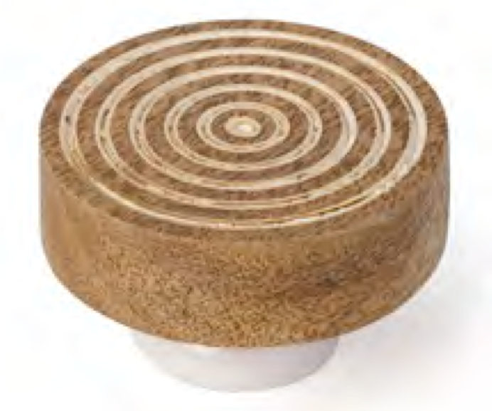 [E10] 40mm Mango Wood Knob with Distressed White Finish