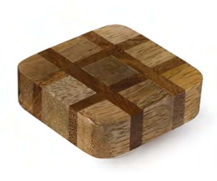 [E11] 40mm Wood Knob with Square Pattern