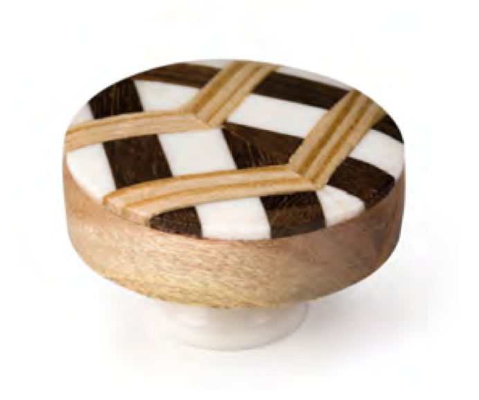 [E12] 40mm Wood Knob with Marquetry and Resin