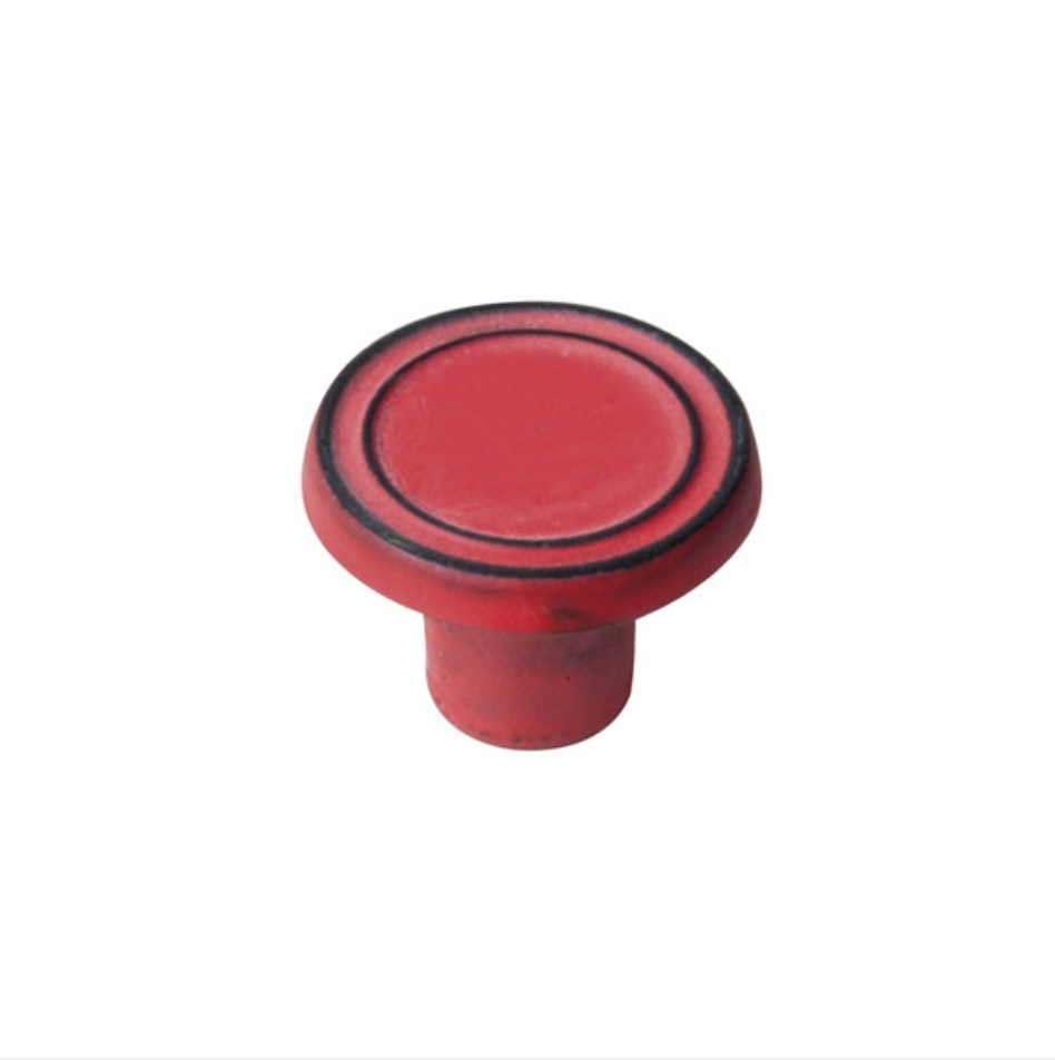 [F18] 35mm Aged Iron Knob Red Patina