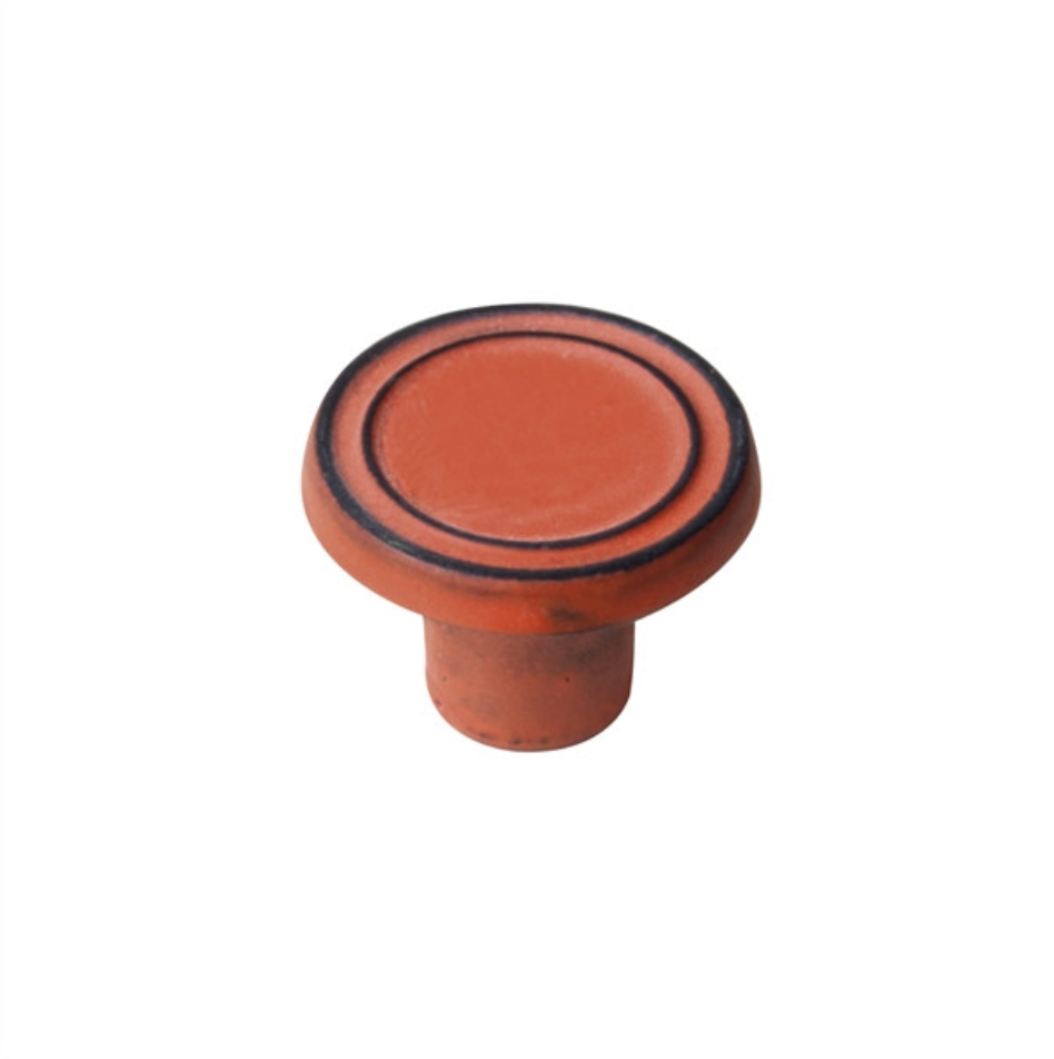 [F19] 35mm Aged Iron Knob Orange Patina