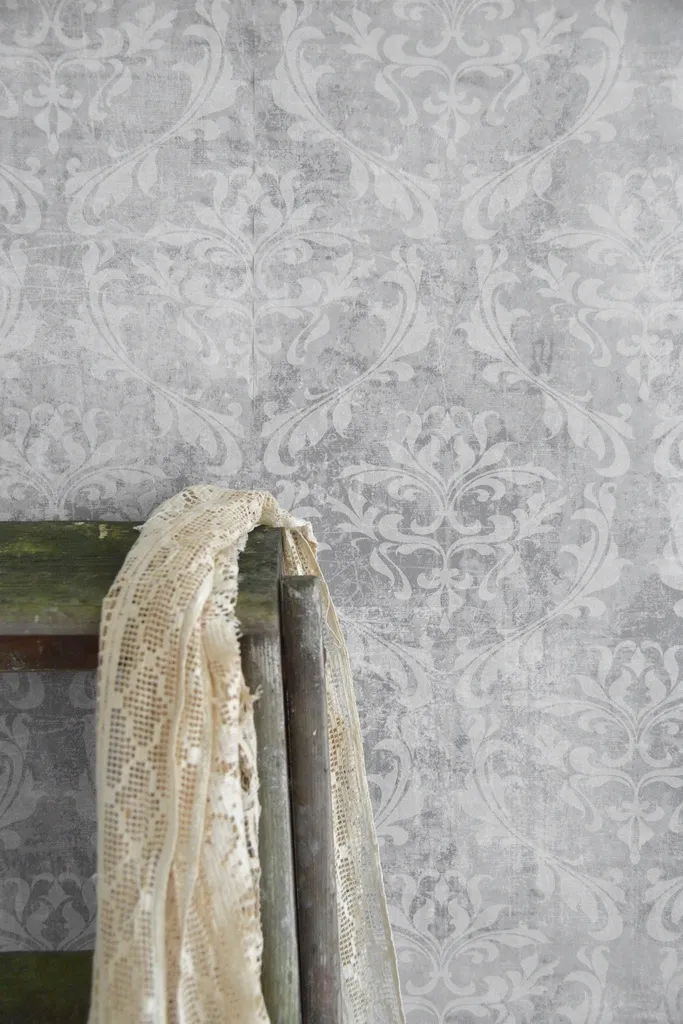 Paper pintat paret estampat gris (rotlle 10 m / 53 ample)