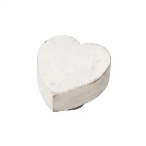 [453BL] Pom amb forma de cor de fusta decapada blanca 35 mm